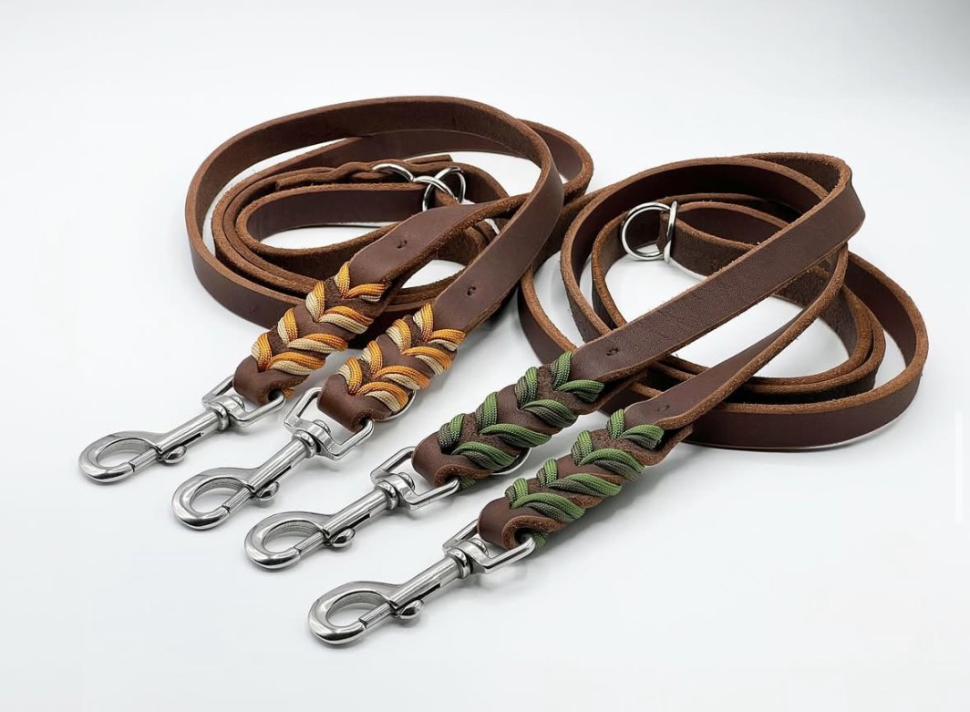 Leine "Florenz" (Fettlederleine mit Paracord)